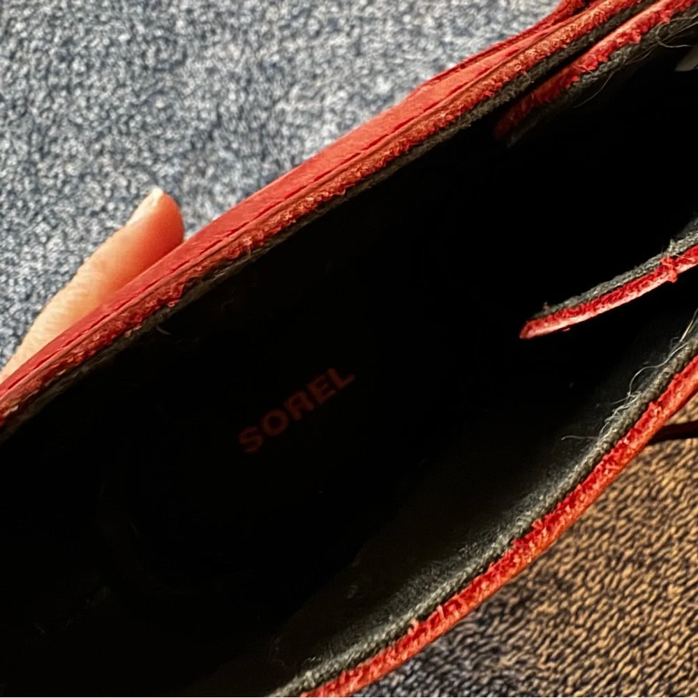 Sorel Women’s Red Out 'N About Leather Outdoor Rain Duck Boots Size 7.5